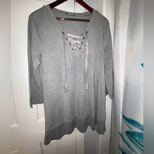 Neiman Marcus lace up sweater